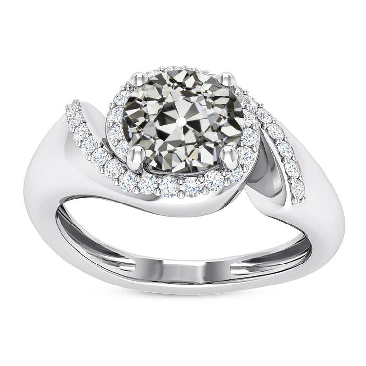 Bague Fantaisie Halo Réel Diamant Taille Ancienne Mine Bijoux En Or 6.50 Carats