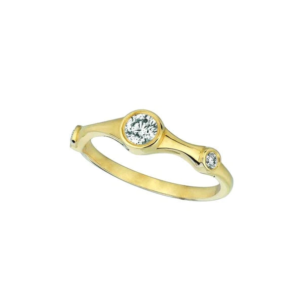 Bague Fantaisie Réel Diamant 0.31 Carats Bande Demi-Éternité En Or Jaune 14K