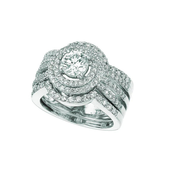 Bague Fantaisie Réel Diamant 3 Pièces Avec Accents 1.75 Carat