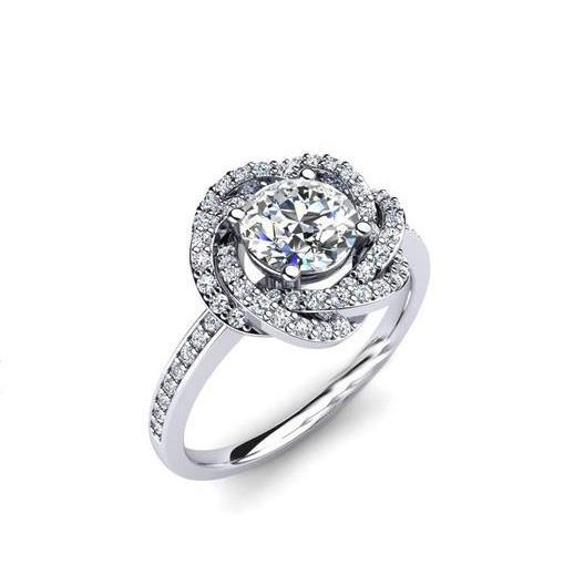 Bague Fantaisie Réel Diamant Taille Ronde 3.60 Carats Or Blanc 14K Nouveau