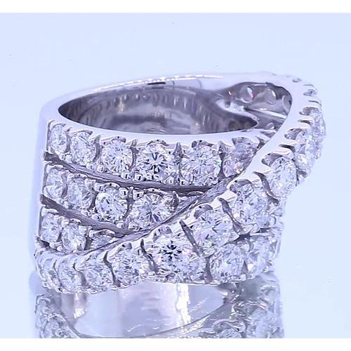 Bague Fantaisie Réel Diamants Ronds 5.10 Carats Quatre Griffes Or Blanc 14K
