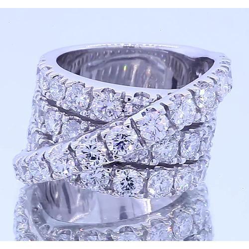 Bague Fantaisie Réel Diamants Ronds 5.10 Carats Quatre Griffes Or Blanc 14K