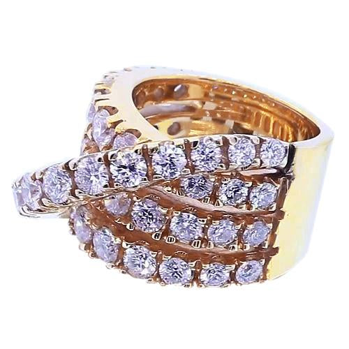Bague Fantaisie Ronde Naturel Diamant Type Vintage Or Jaune 14K 3.57 Carats