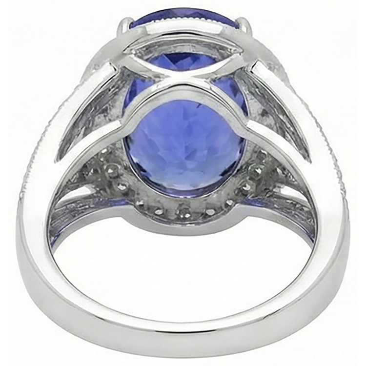 naturel round tanzanite 6.55carats bague vue de profil