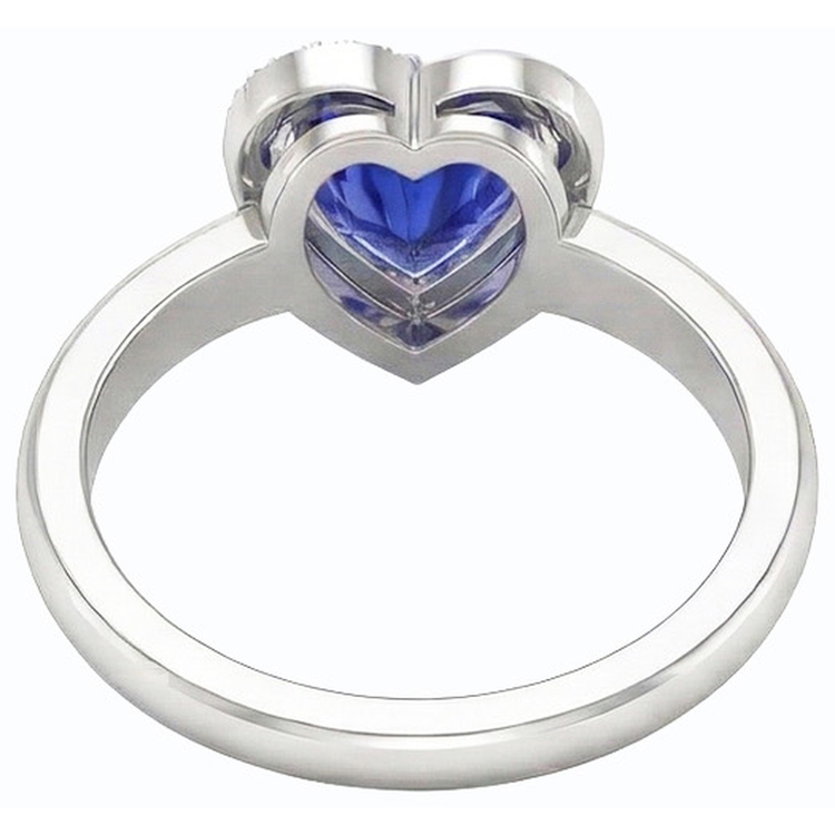 Bague Femme Coeur Pierres Précieuses Saphir Bleu 2 Carats Sertie De Diamants