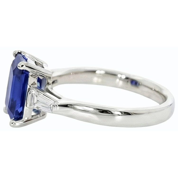 naturel baguette diamant 3carats bague vue de profil