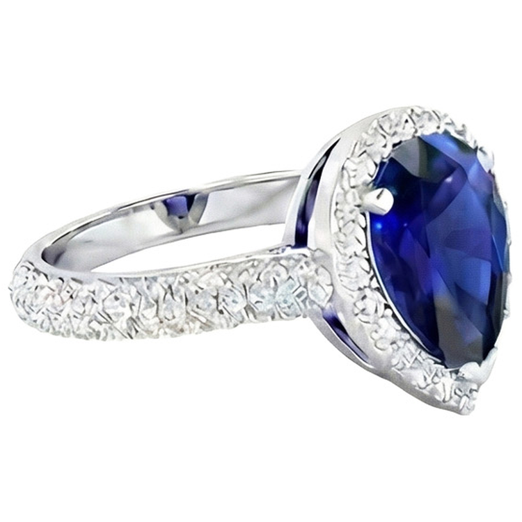 naturel pear diamant 4carats bague sur blanc