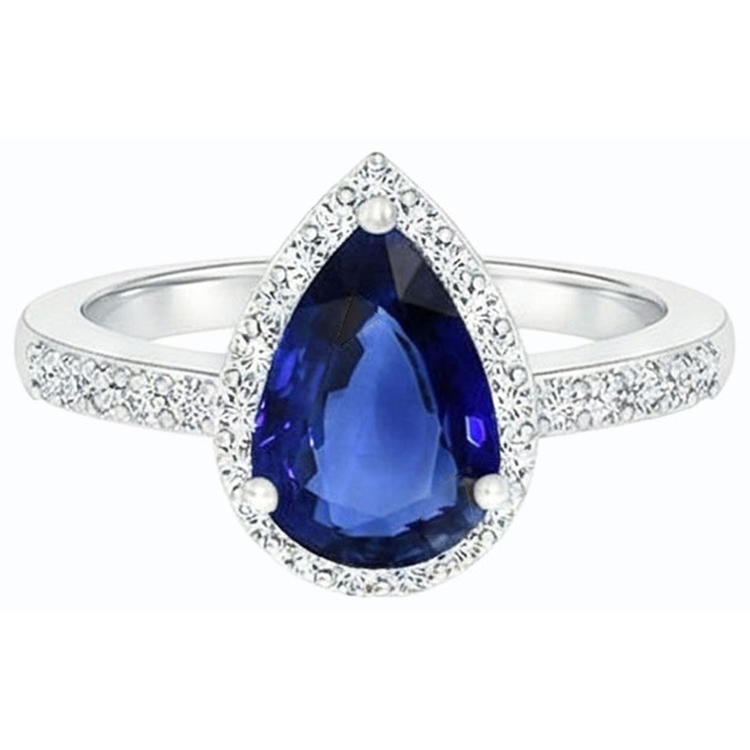 naturel pear diamant 4carats bague sur blanc