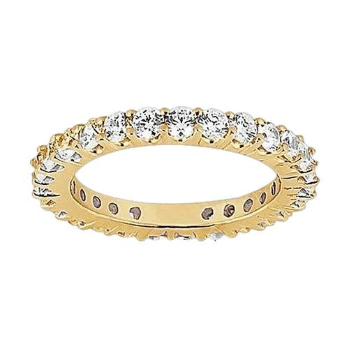 Bague Femme Naturel Diamant Rond Eternity Or Jaune 1.35 Carats Nouveau