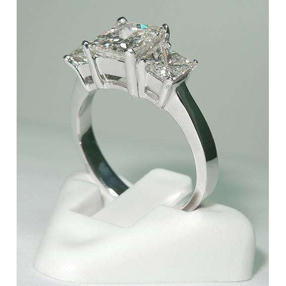 Bague Femme Naturel Diamant Taille Princesse 3.50 Carats Or Blanc