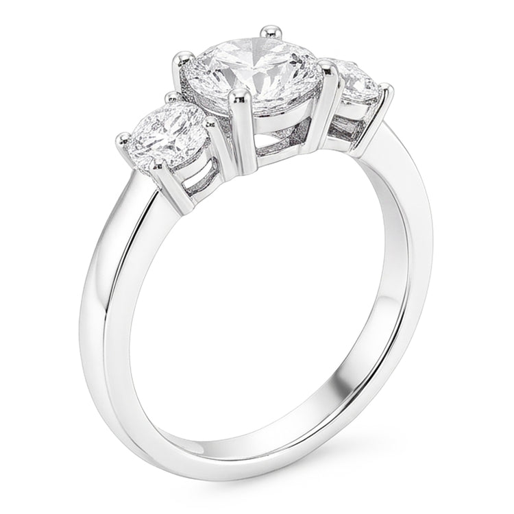 Bague Femme Or 3 Pierres Ronde Taille Ancienne Véritable Diamant Bijoux 3.50 Carats