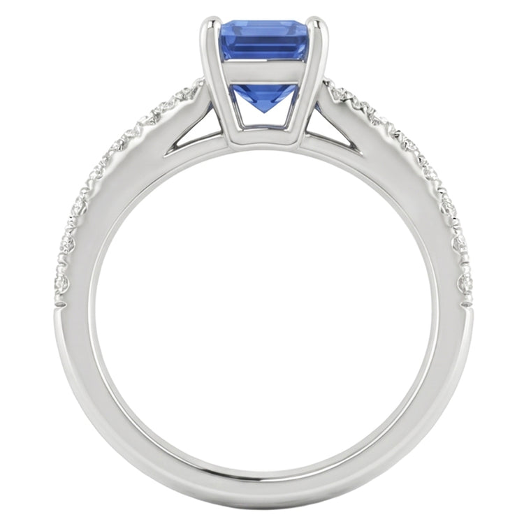 Bague Femme Pierres Précieuses Avec Diamants Taille Radiant Saphir 1.50 Carats