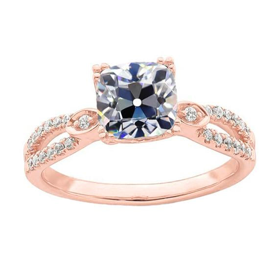 Bague Femme Ronde & Coussin Old Cut Naturel Diamant Split Tige 5.50 Carats