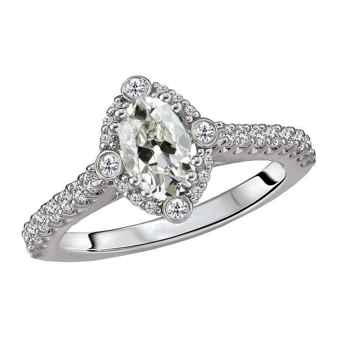Bague Femme Ronde & Marquise Vieux mineur Halo Réel Diamants 5 Carats