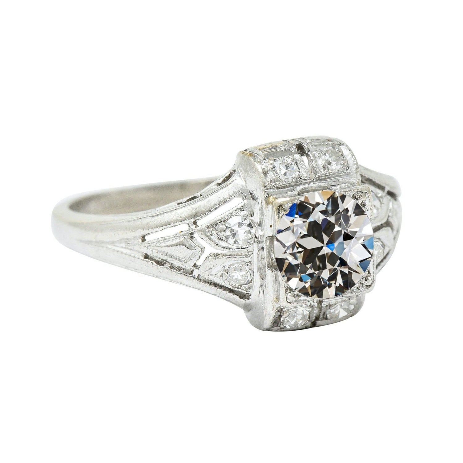 Bague Femme Ronde Vieux mineur Réel Diamant Millgrain Tige 2.50 Carats
