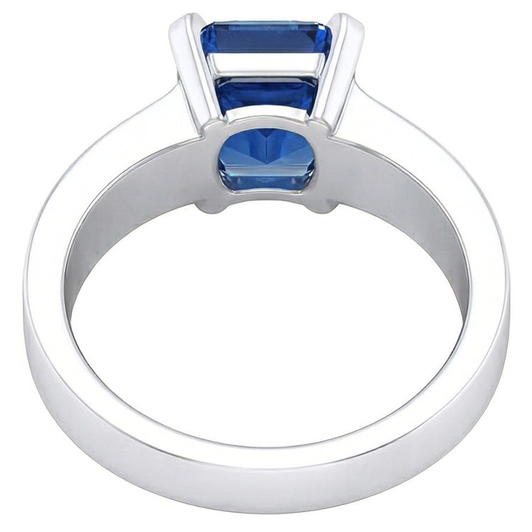 Bague Femme Solitaire Pierre Saphir Bleu Tension Style 1.50 Carats