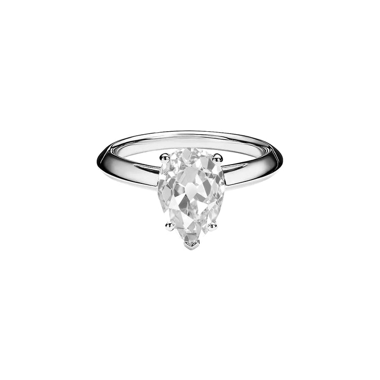 Bague Femme Solitaire Poire Réel Diamant Taille Ancienne Mine 2 Carats