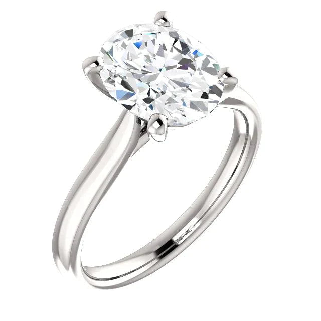 Bague Femme Véritable Diamant Ovale 4 Carats