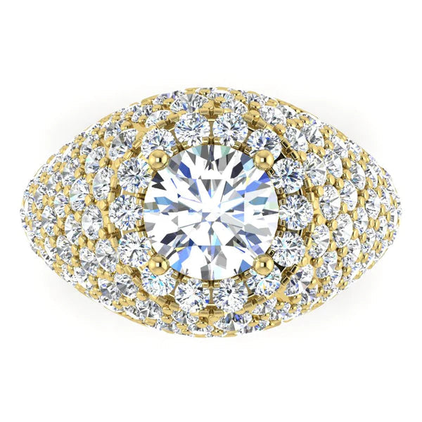 Bague Grappe De Réel Diamants Taille Ancienne Mine Or 6.50 Carats Bijoux Pour Femmes