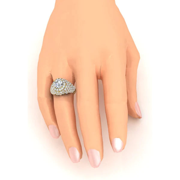 Bague Grappe De Réel Diamants Taille Ancienne Mine Or 6.50 Carats Bijoux Pour Femmes