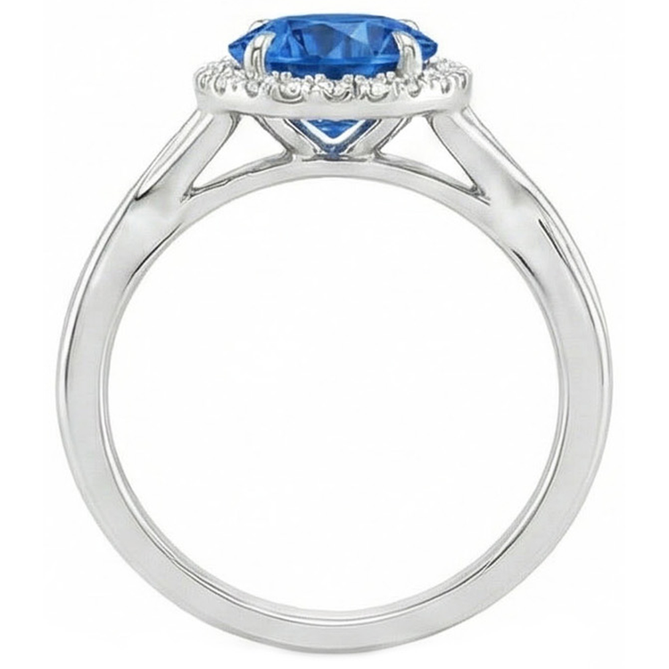 Bague Griffes d'Aigle Saphir Bleu Et Diamant Naturels Extraits des Mines ( et non cultivés en laboratoire ) Or Blanc 2.40 Carats 14K