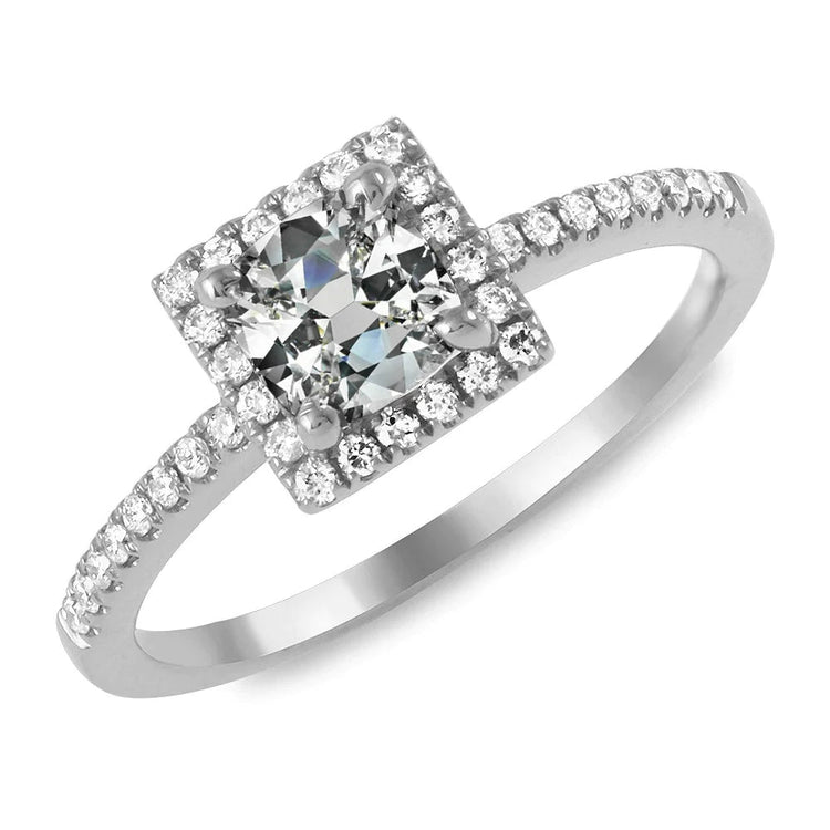 Bague Halo 5 Carats Ronde ancienne mine Cut Réel Diamant Or Dames Bijoux