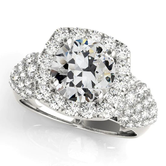 Bague Halo 6 Carats Naturel Diamant Taille Ancienne Bijoux Accents Multi-Rangs