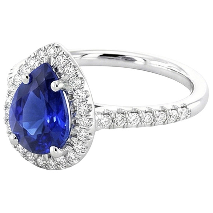 naturel pear diamant 3.25carats bague vue de profil