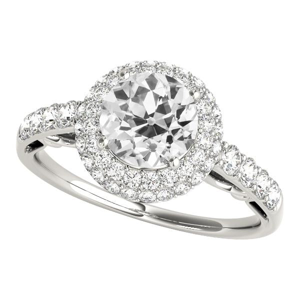 Bague Halo Anniversaire Véritable Diamants Ronds Taille Ancienne Bijoux Or 5 Carats