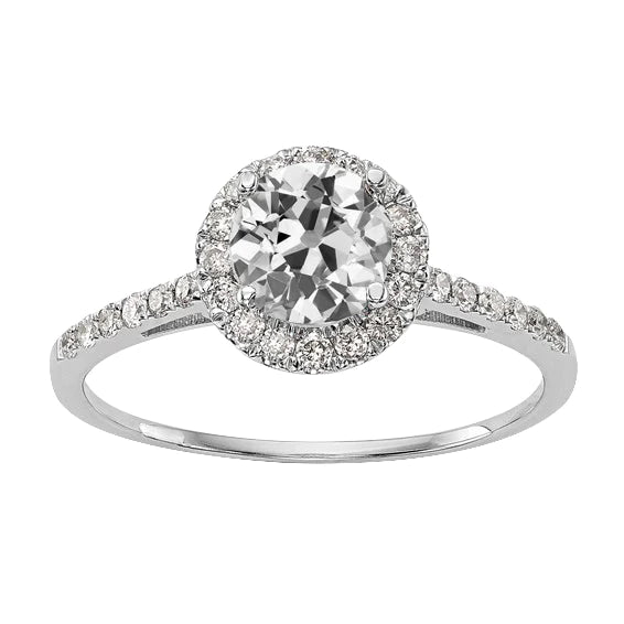 Bague Halo Avec Accents Rond Vieux Réel Diamant Mineur 3.50 Carats Or 14K