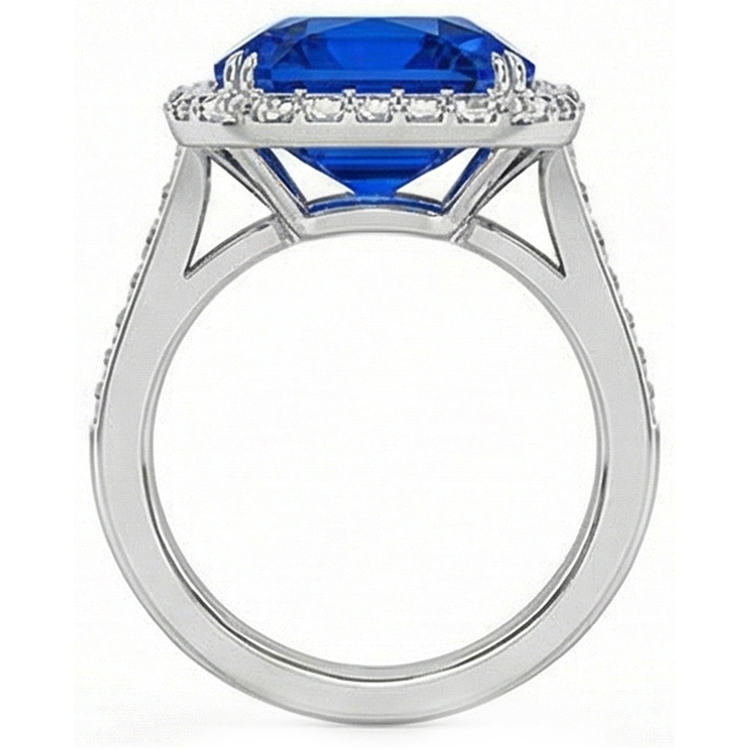 naturel radiant saphir 5carats bague vue de profil