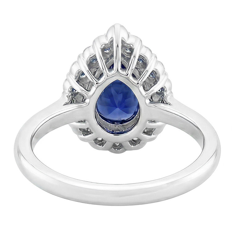 Bague Halo Cluster Poire Saphir