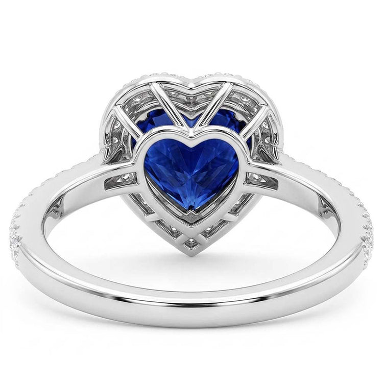 Bague Halo Coeur Saphir Sertie Diamants 3 Carats Bijoux Femme