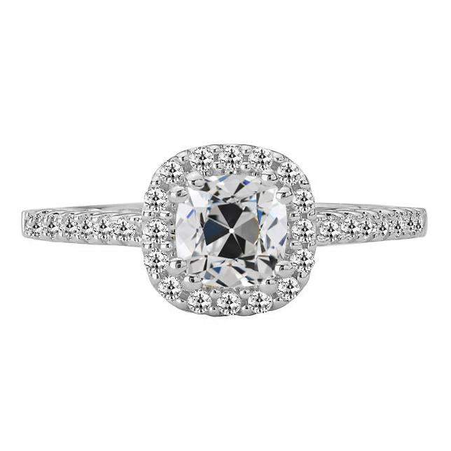 Bague Halo Coussin Véritable Diamant Taille Ancienne Double Sertie 6 Carats