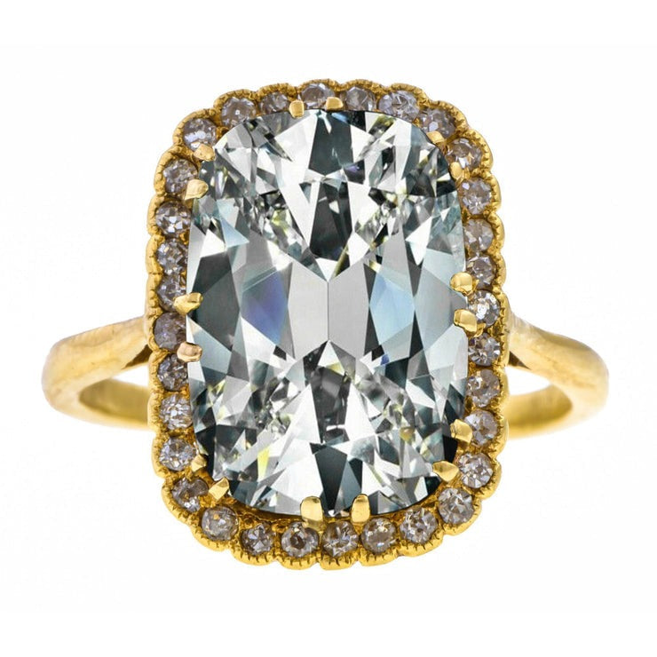 Bague Halo Coussin ancienne miner Réel Diamond Double Prong Set 6.50 Carats