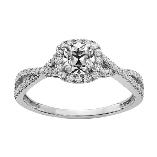 Bague Halo Cushion Old Cut Réel Diamant Bague Infinity Split Tige 3.75 Carats