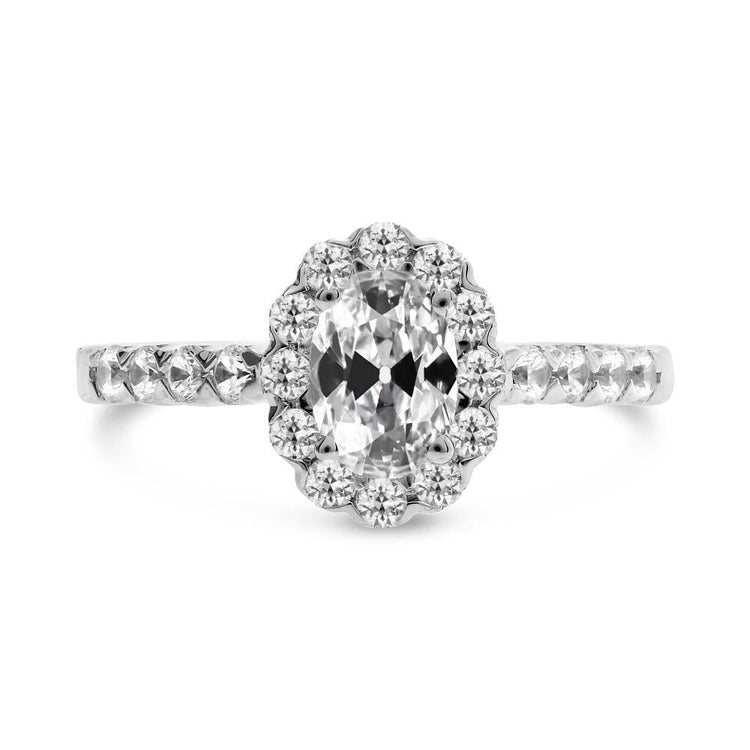 Bague Halo Dame Ronde & Ovale Vieux Réel Diamant Mineur 5 Carats Or 14K