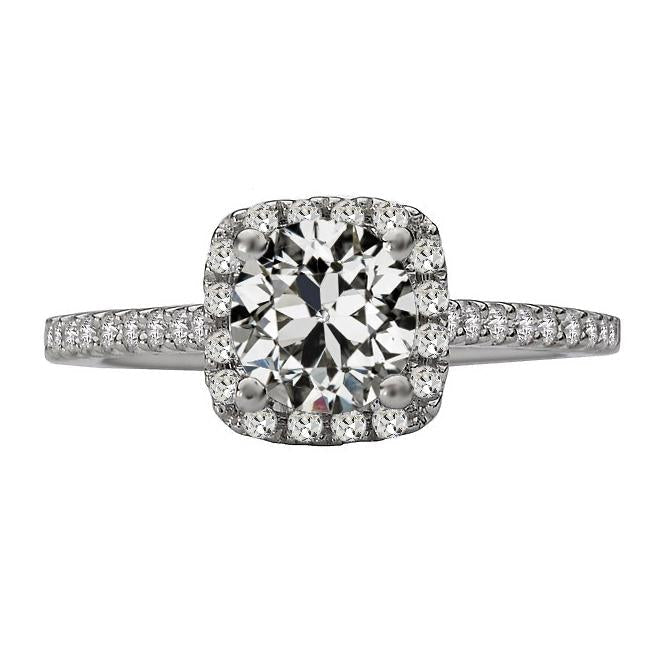 Bague Halo Dames Rond Vieux Naturel Diamant Mineur Avec Accents 5 Carats