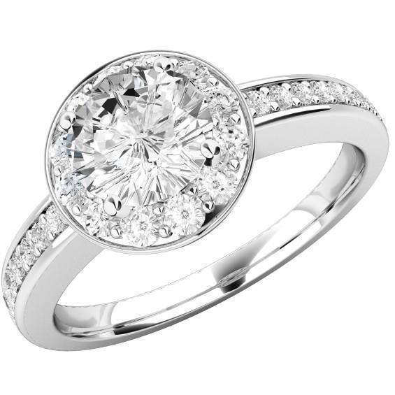 Bague Halo De Mariage En Or Blanc De 4.20 Ct Avec Naturel Diamants Ronds