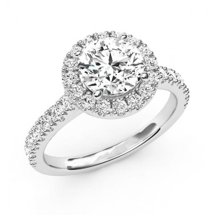 Bague Halo De Mariage Réel Diamants Taille Ronde 3.50 Ct Blanc