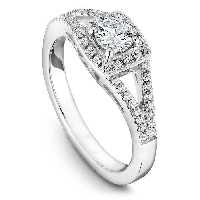 Bague Halo De Réel Diamants 3.50 Ct Tige Fendue En Or Blanc 14 Carats