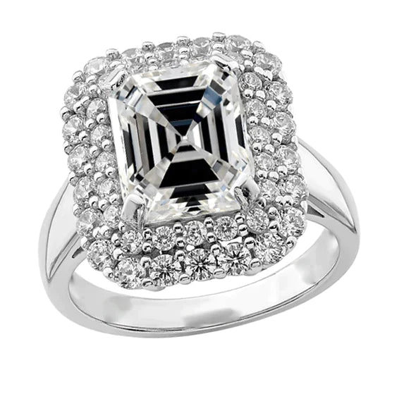 Bague Halo De Réel Diamants Asscher Moderne De 7 Carats