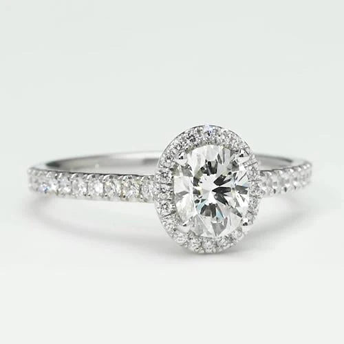 Bague Halo De Réel Diamants Ovale