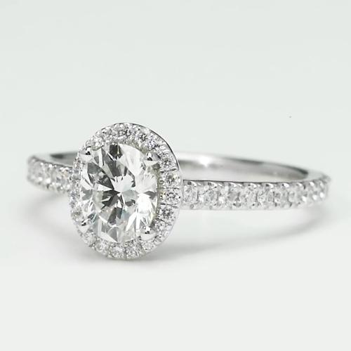 Bague Halo De Réel Diamants Ovale