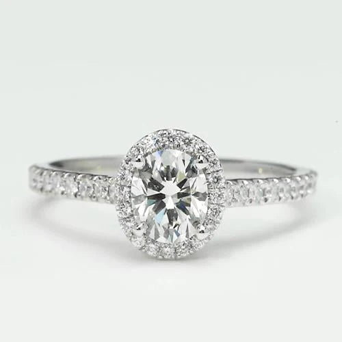 Bague Halo De Réel Diamants Ovale
