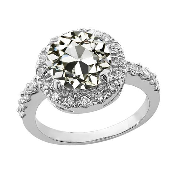 Bague Halo De Réel Diamants Rond Vieux Mineur Pour Dame Avec Accents En or 4 carats