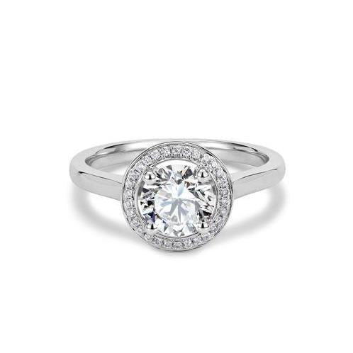 Bague Halo De Réel Diamants Ronds Accentués En Or Blanc 2.85 Carats