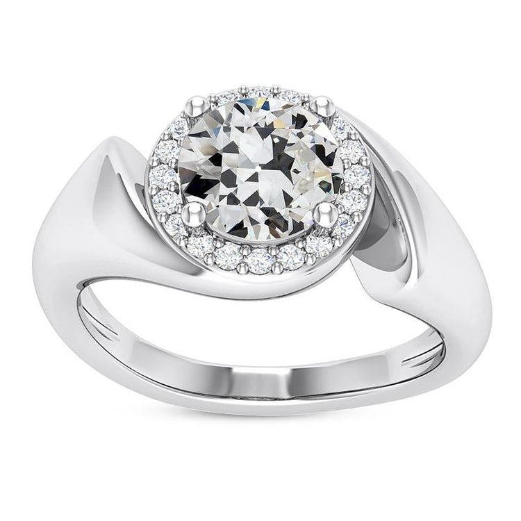 Bague Halo De Réel Diamants Taille Ancienne Mine Torsadée en or 5.50 Carats