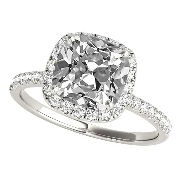 Bague Halo De Réel Diamants Taille Coussin 9 Carats