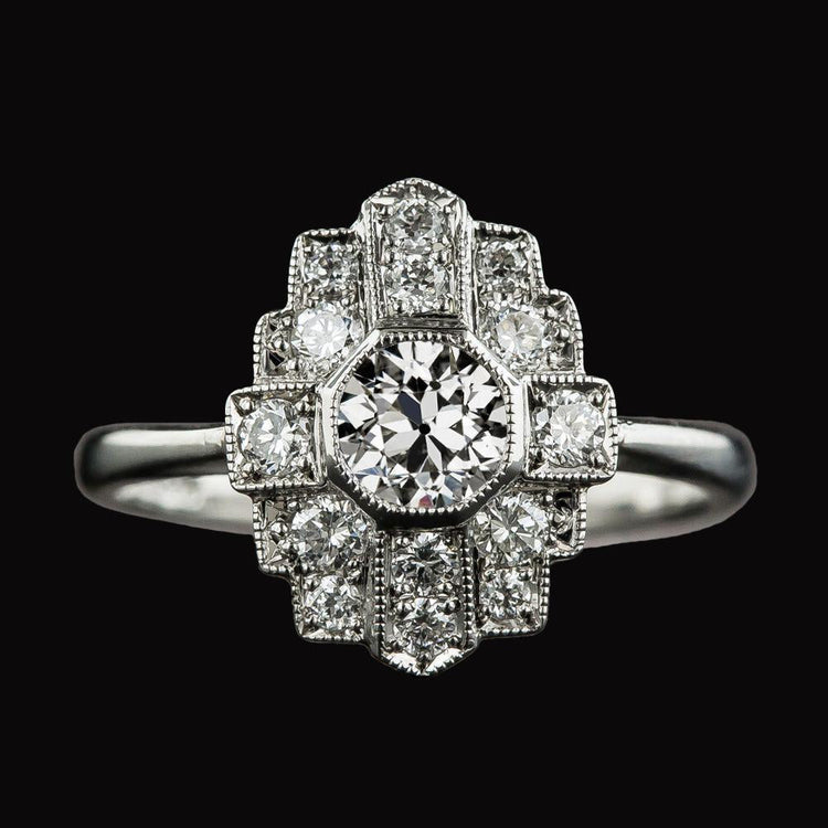 Bague Halo De Style Antique Sertie De Réel Diamants Taille Ancienne Sertie D'or 3 Carats